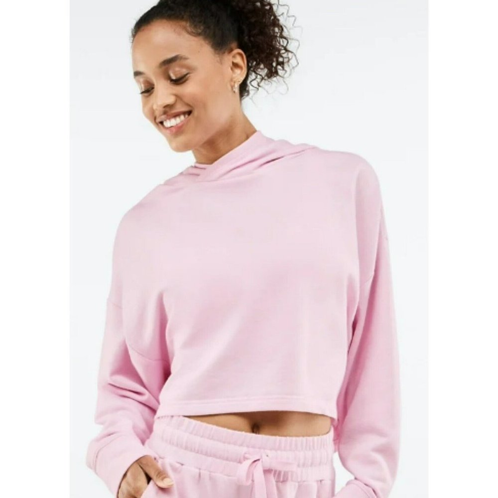 Fabletics Cropped Hoodie‎ Size 2X Pink Eco Conscious Pullover Long Sleeve